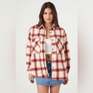 Dizzy Lizzy Red and Cream Plaid Shacket